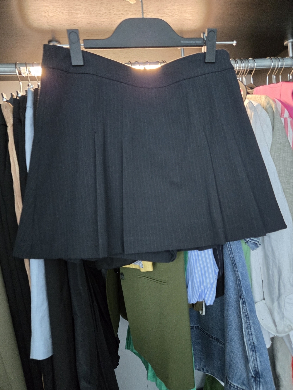 Zara Black Pinstripe Pleated Mini Skirt